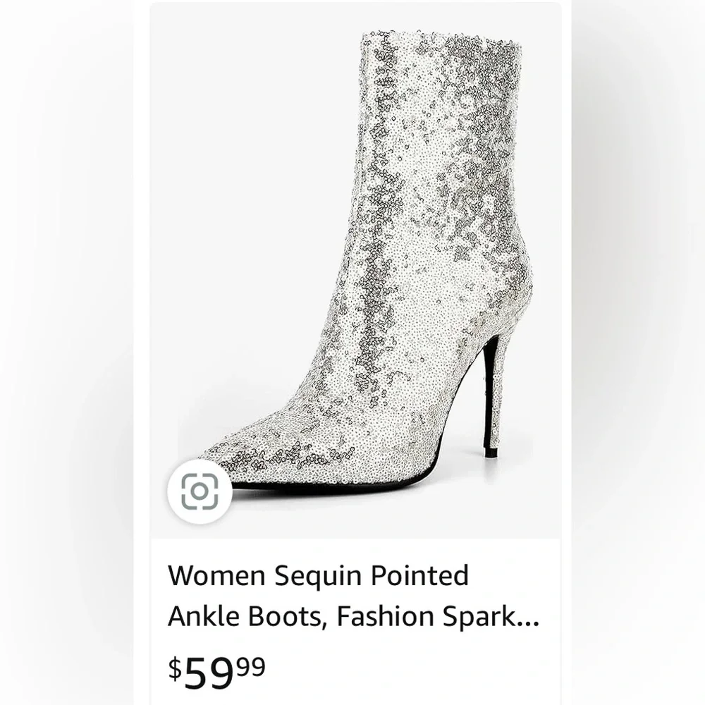 Women’s Sequins Stiletto Pointed Ankle Boots New in Box US 8 - Picture 13 of 14